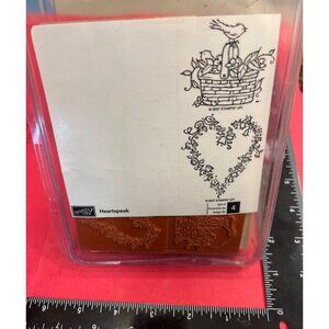 BARELY USED Stampin Up! Heartspeak Wood Mounted Rubber Stamp Set Friend Love